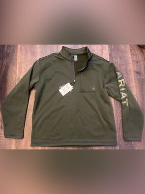 Ariat Tek Mens 1/4 Pullover - L Olive NWT